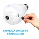 Панорамна LED камера тип крушка с нощно виждане, детектор за движение и телефон за наблюдение