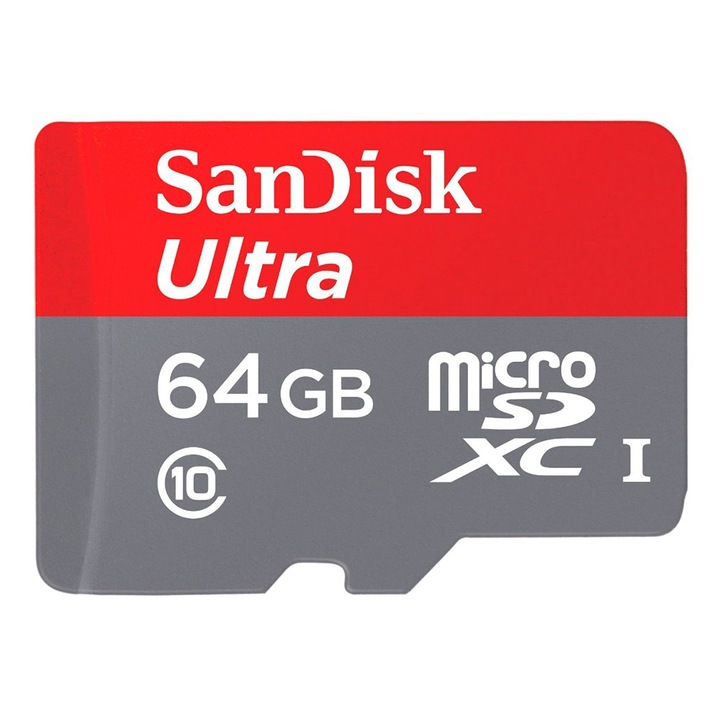 Card de memorie Sandisk Micro SD Ultra 64GB Clasa10, 80mb/s cu adaptor