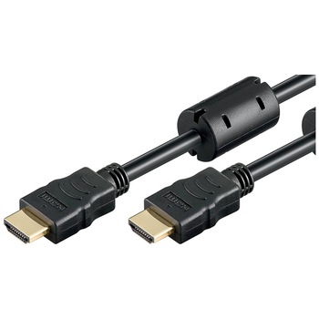 Cablu HDMI tata - HDMI tata cu Ethernet contacte aurite 10m Goobay Cablu HDMI tata - HDMI tata cu Ethernet contacte aurite 10m Goobay