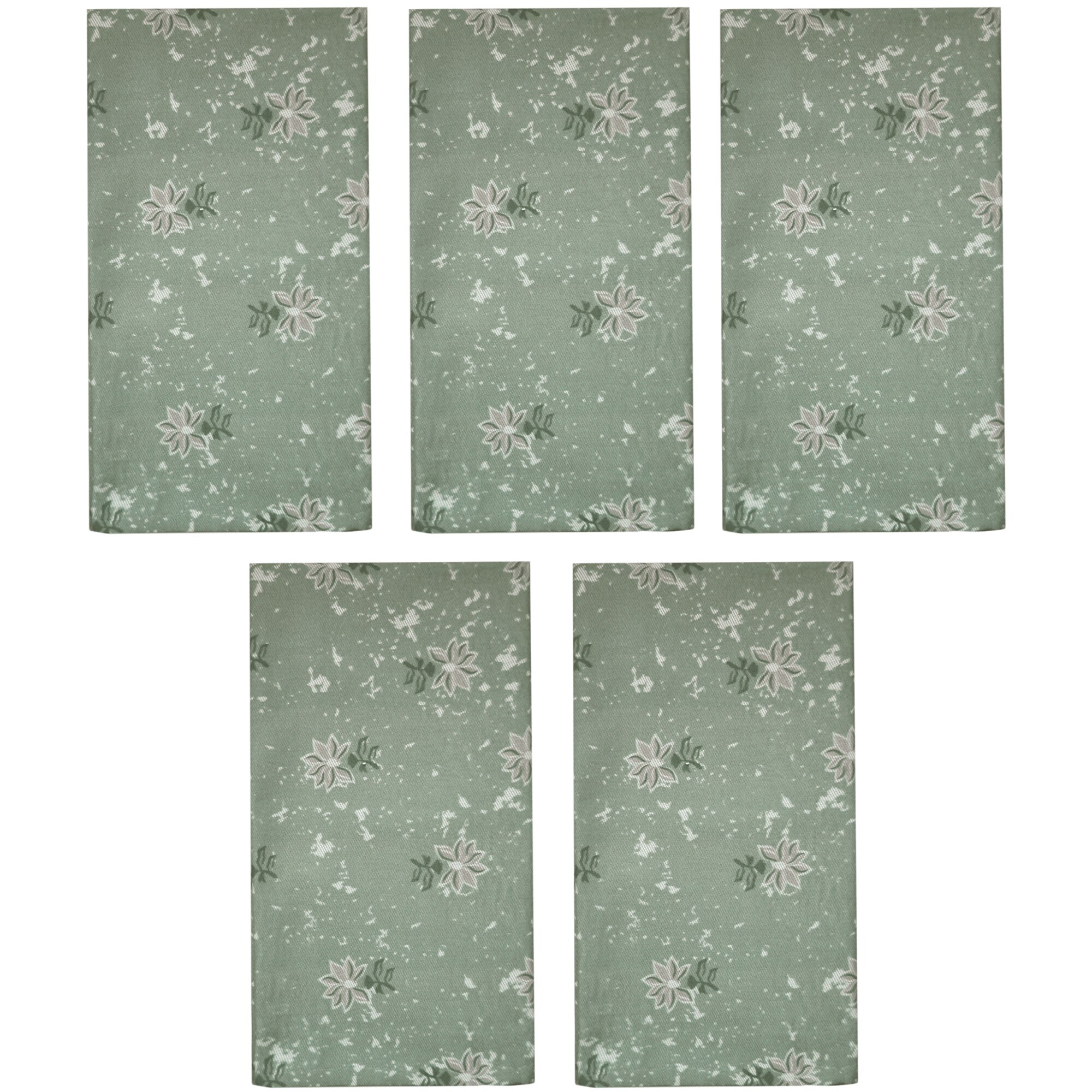 Set 5 prosoape bucatarie Aglika, 50x70 cm, model flori verzi