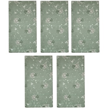 Set 5 prosoape bucatarie Aglika, 50x70 cm, model flori verzi Set 5 prosoape bucatarie Aglika, 50x70 cm, model flori verzi