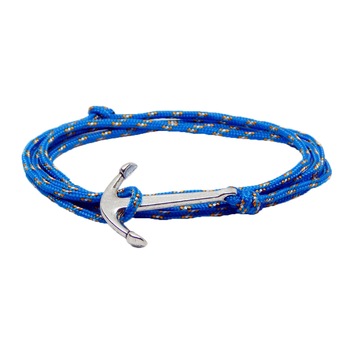 Bratara reglabila din snur paracord multicolor, preponderent albastru deschis si inchizatoare tip Ancora Bratara reglabila din snur paracord multicolor, preponderent albastru deschis si inchizatoare tip Ancora