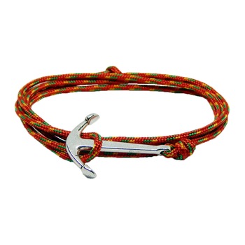 Bratara reglabila din snur paracord multicolor, preponderent portocaliu si inchizatoare tip Ancora Bratara reglabila din snur paracord multicolor, preponderent portocaliu si inchizatoare tip Ancora