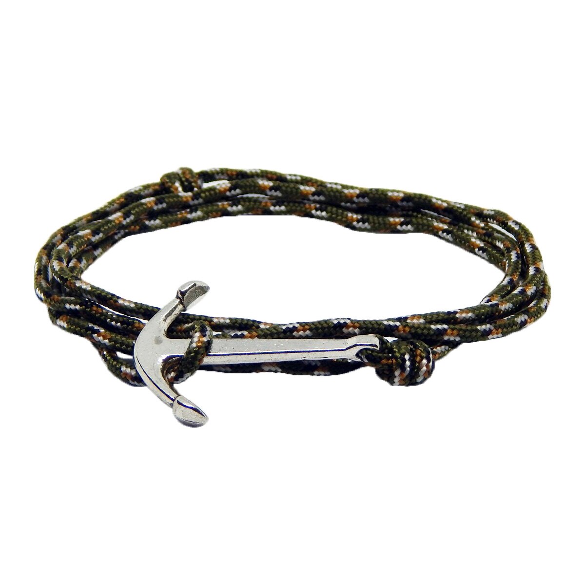 Bratara reglabila din snur paracord camo green si inchizatoare tip Ancora
