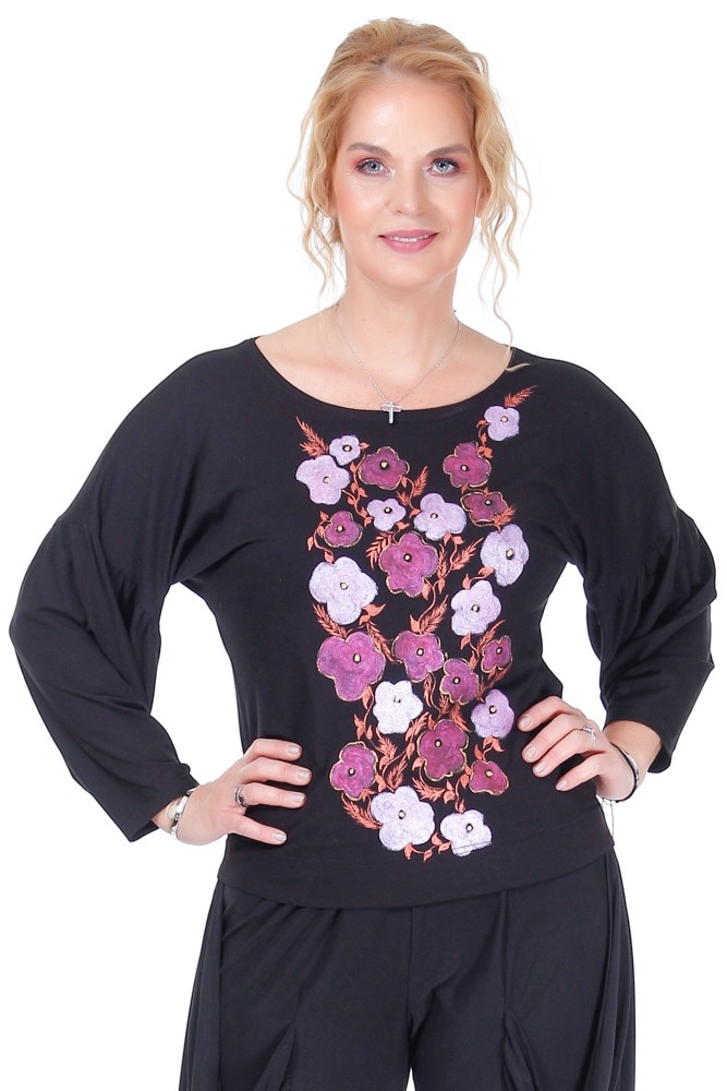 Bluza jerse negru pictat Liza Panait R-2042E