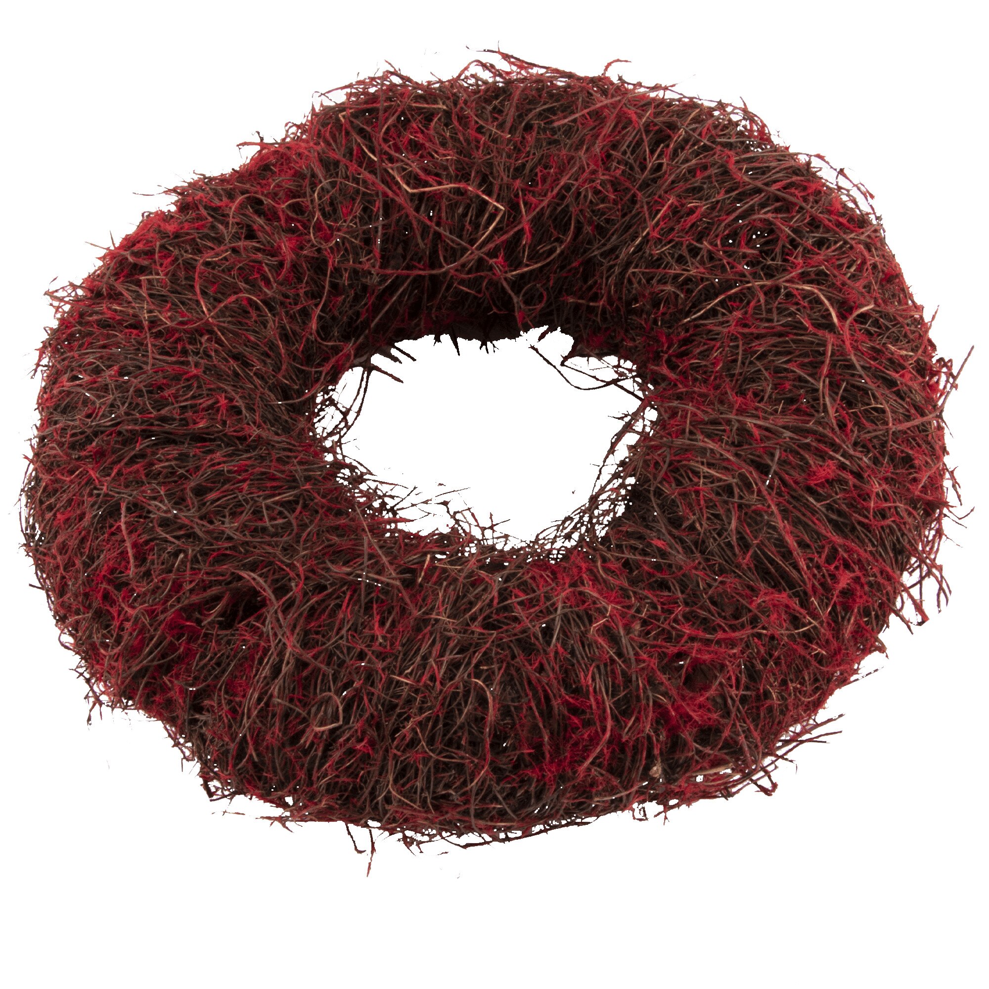 Coronita artificiala nedecorata de Craciun, forma rotunda, ⌀24 cm, Rosu