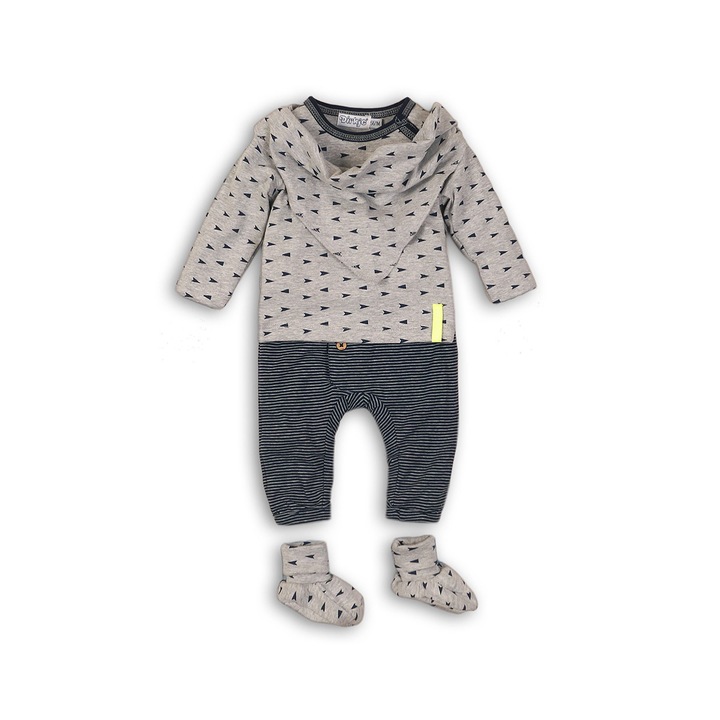 Set bebe, Dirkje, bluza,pantaloni,botosei si esarfa, gri, 80 cm