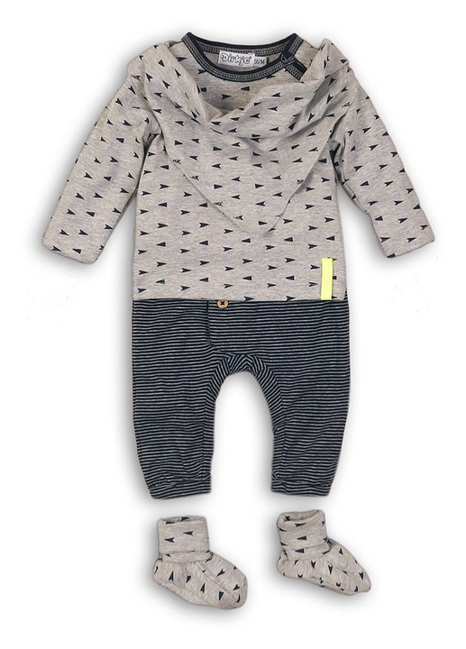 Set bebe, Dirkje, bluza,pantaloni,botosei si esarfa, gri, 80 cm