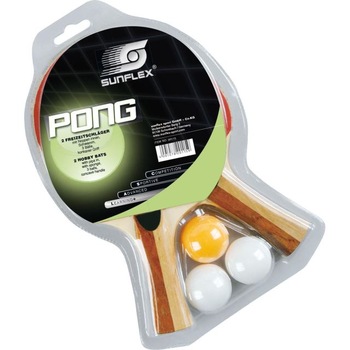 Set palete tenis de masa, Sunflex Pong II, 2 palete cu burete + 3 mingi Set palete tenis de masa, Sunflex Pong II, 2 palete cu burete + 3 mingi