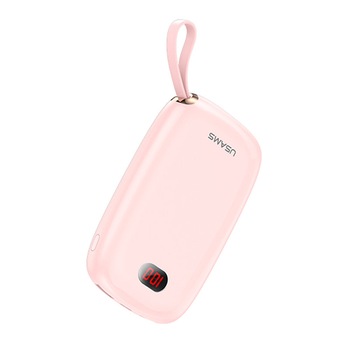 Baterie externa USAMS Display Power Lanyard 10000 mAh, roz Baterie externa USAMS Display Power Lanyard 10000 mAh, roz