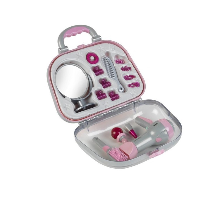 Set 16 bucati pentru coafor cu uscator de par si oglinda de jucarie BRAUN Klein