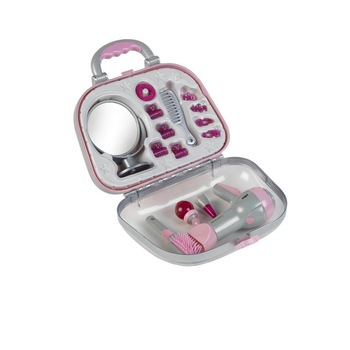 Set 16 bucati pentru coafor cu uscator de par si oglinda de jucarie BRAUN Klein Set 16 bucati pentru coafor cu uscator de par si oglinda de jucarie BRAUN Klein