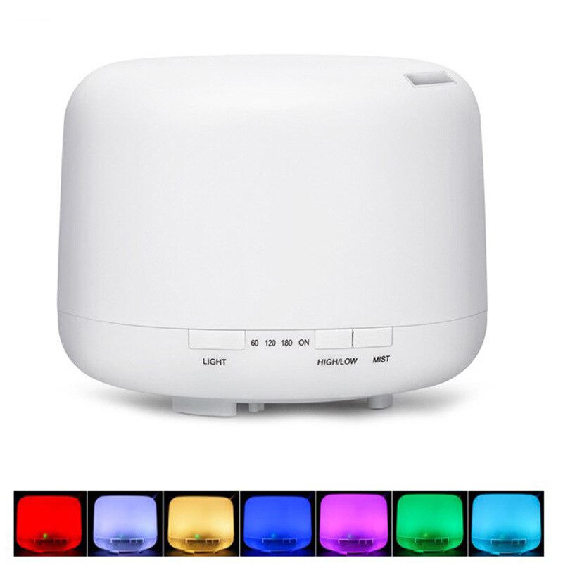 Umidificator LaiXiaoBei, Difuzor Aromaterapie, 500 ml, Culori Lumina Ambiental, Alb
