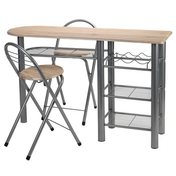 Set bucatarie Kring, masa si 2 scaune pliante, cu spatii depozitare, metal, Bej Set bucatarie Kring, masa si 2 scaune pliante, cu spatii depozitare, metal, Bej