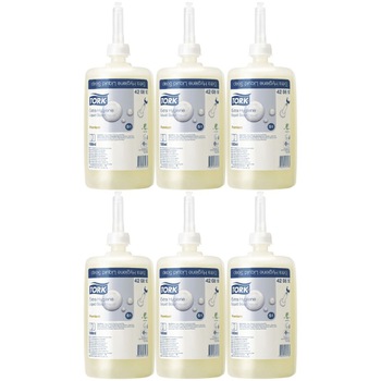 Kit 6x Sapun lichid Tork 420810, 1000 ml, fara miros, culoare transparent Kit 6x Sapun lichid Tork 420810, 1000 ml, fara miros, culoare transparent