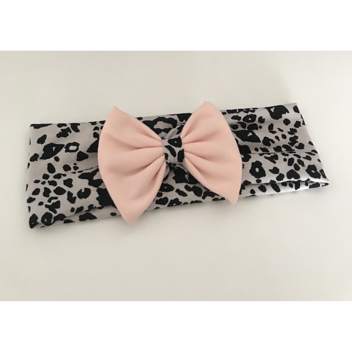 Bentita animal print cu fundita corai, Multicolor