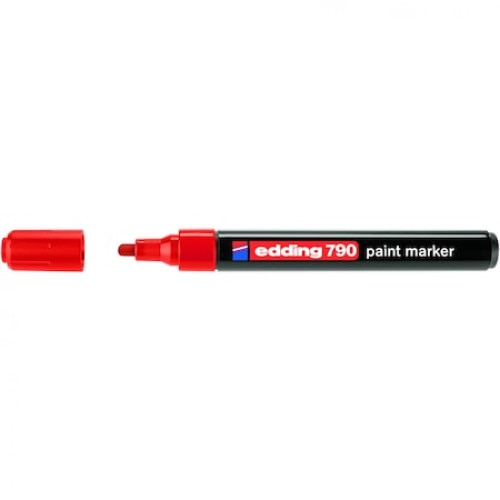 Marker permanent, Edding, cu vopsea, 790, varf rotund 2-3 mm, rosu