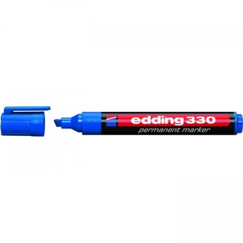 Marker permanent, Edding, 330, varf retezat, 1-5 mm, albastru