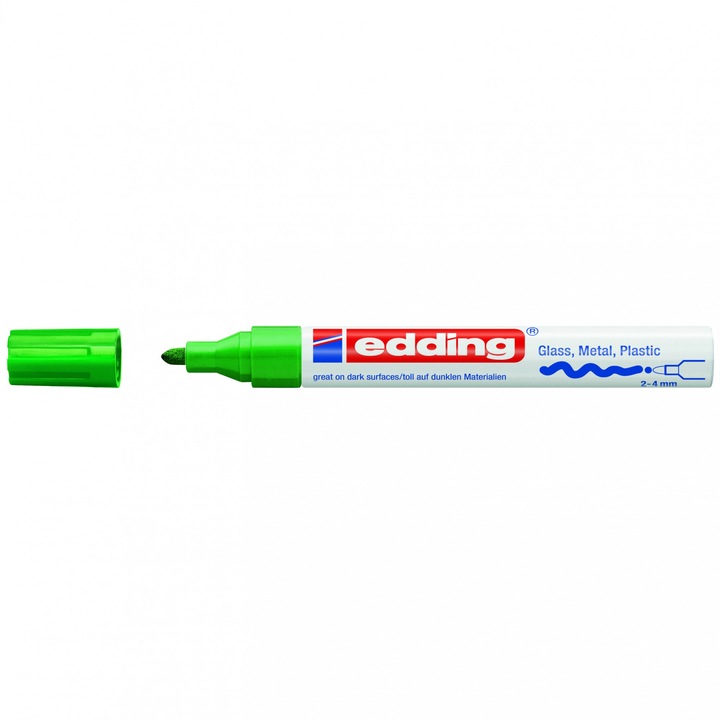 Marker permanent, Edding, cu vopsea, 750, varf rotund,2-2-4mm, verde