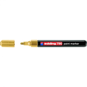 Marker permanent, Edding, cu vopsea, 790, varf rotund,2-3mm, auriu Marker permanent, Edding, cu vopsea, 790, varf rotund,2-3mm, auriu