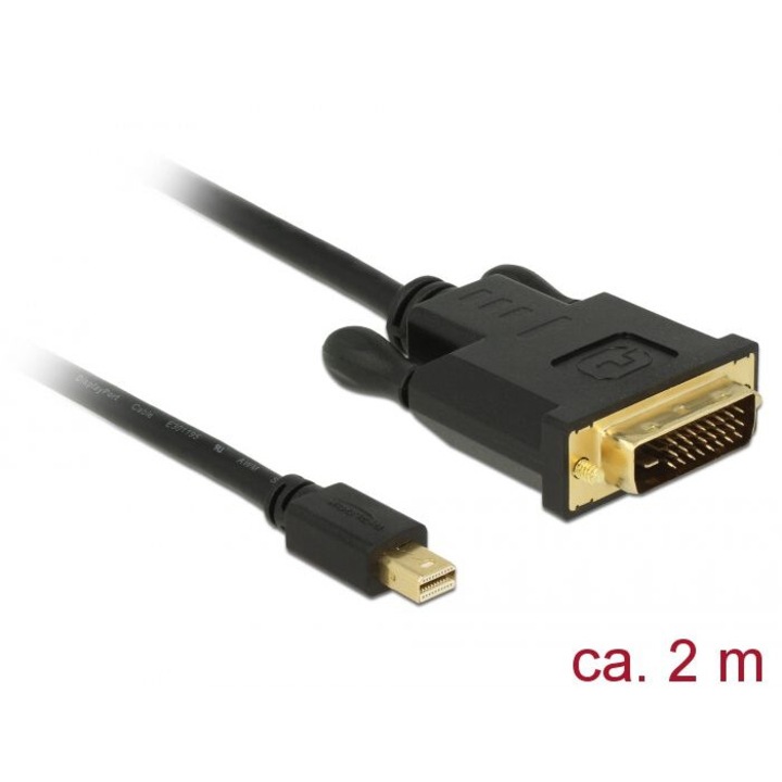 DeLock Mini Displayport 1.1 мъжки > DVI-D (24+1 единична връзка) мъжки 2 м, 123351, кабел