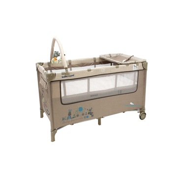 Patut pliabil cu 2 nivele si accesorii bebelusi si copii , Bej Patut pliabil cu 2 nivele si accesorii bebelusi si copii , Bej