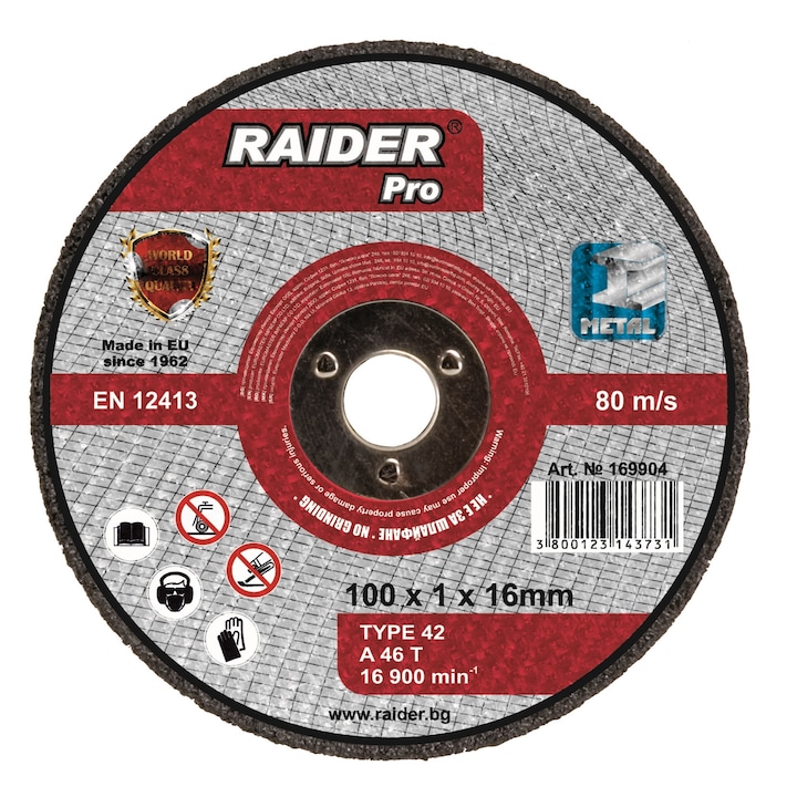 Raider 169904 Tárcsa, fémhez, 100 x 1 x 16 mm