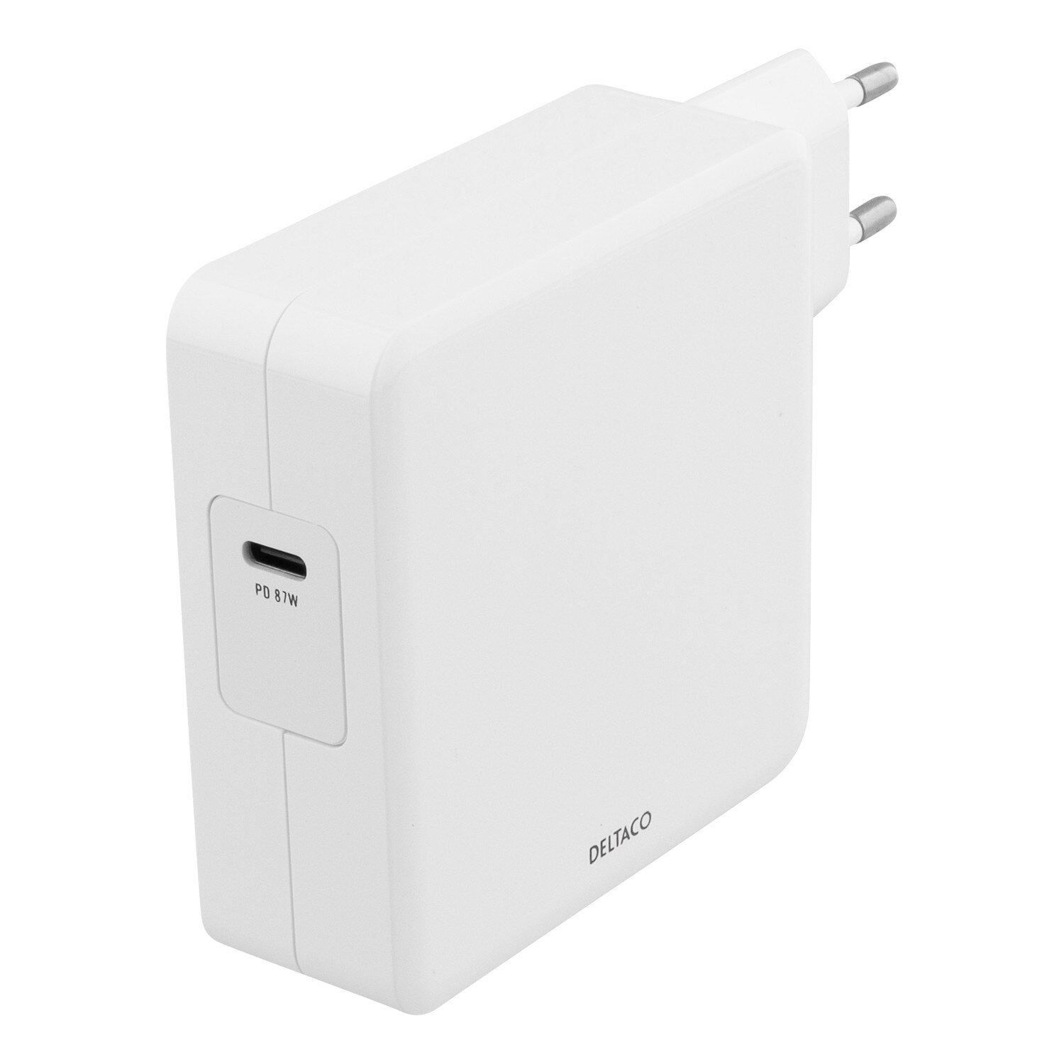 Incarcator priza 87W DELTACO, USB-C, Power Delivery, alb