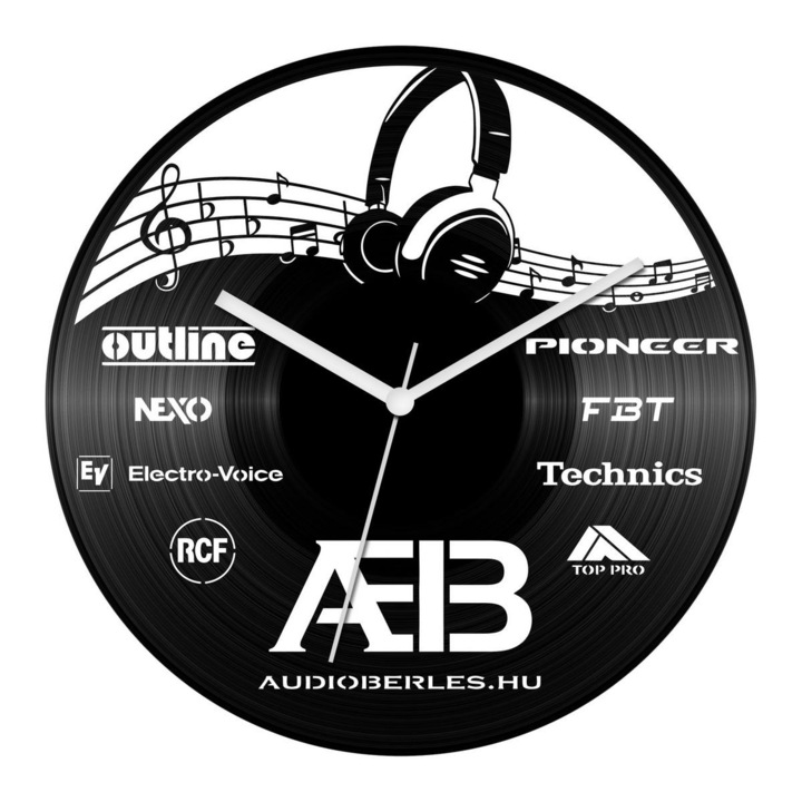 Zenés-logós bakelit óra