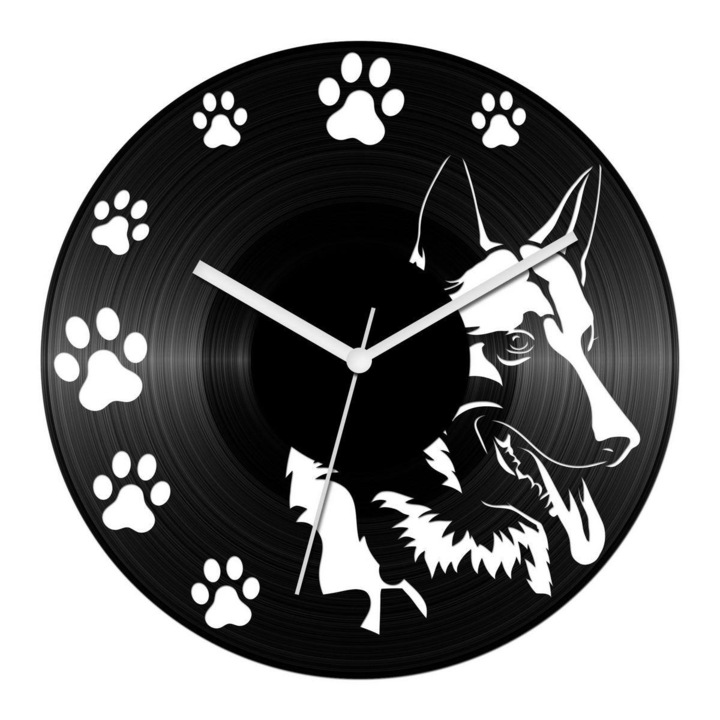 Okos németjuhász bakelit óra