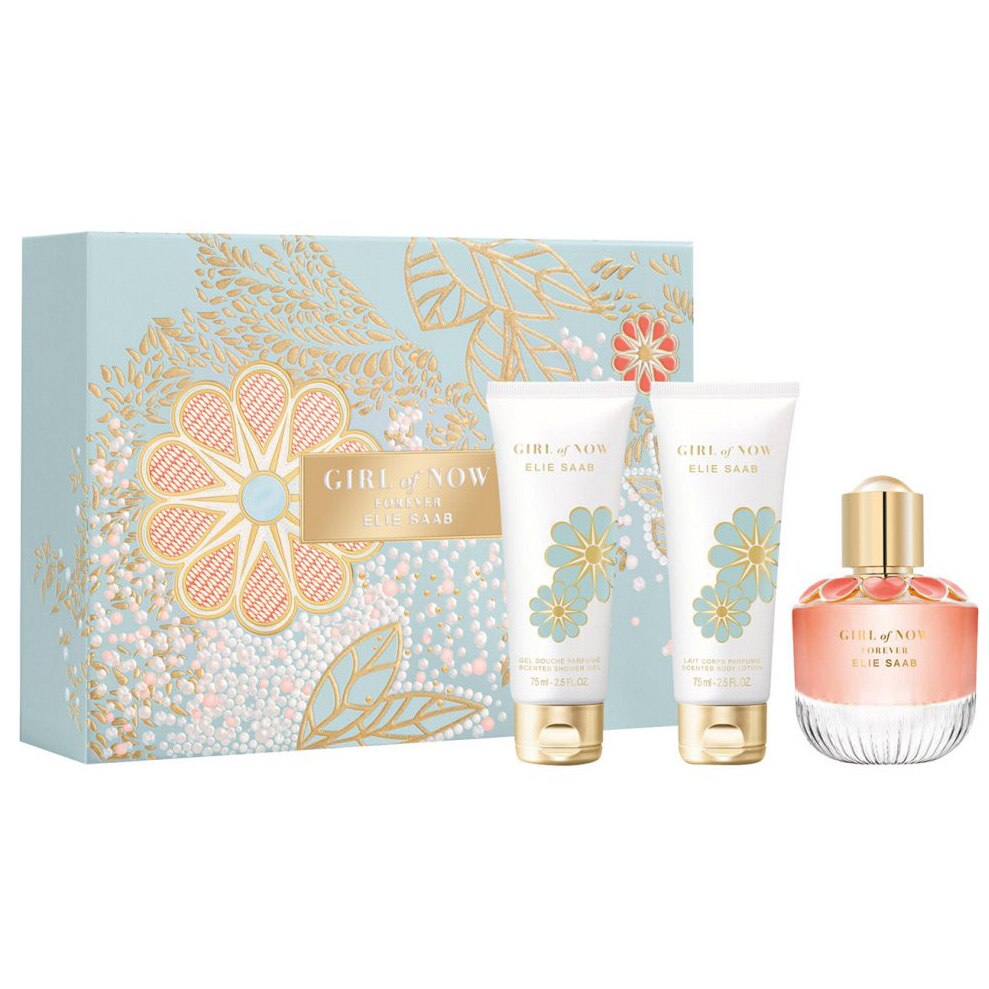 Set Elie Saab, Girl of Now Forever, Femei: Apa de Parfum, 50 ml + Lotiune de corp, 75 ml + Gel de dus, 75 ml
