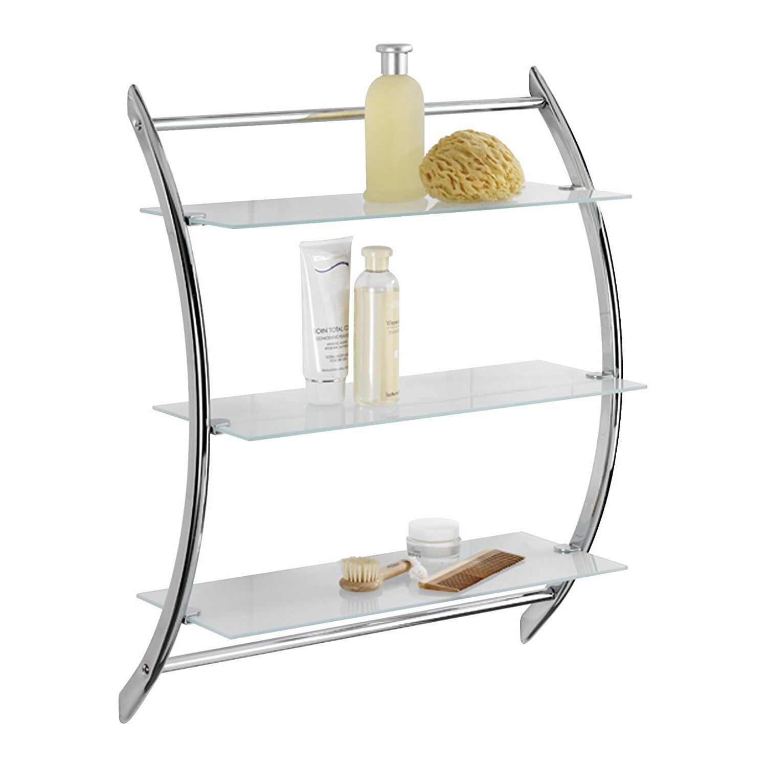 Suport pentru baie,tip etajera,metal cromat