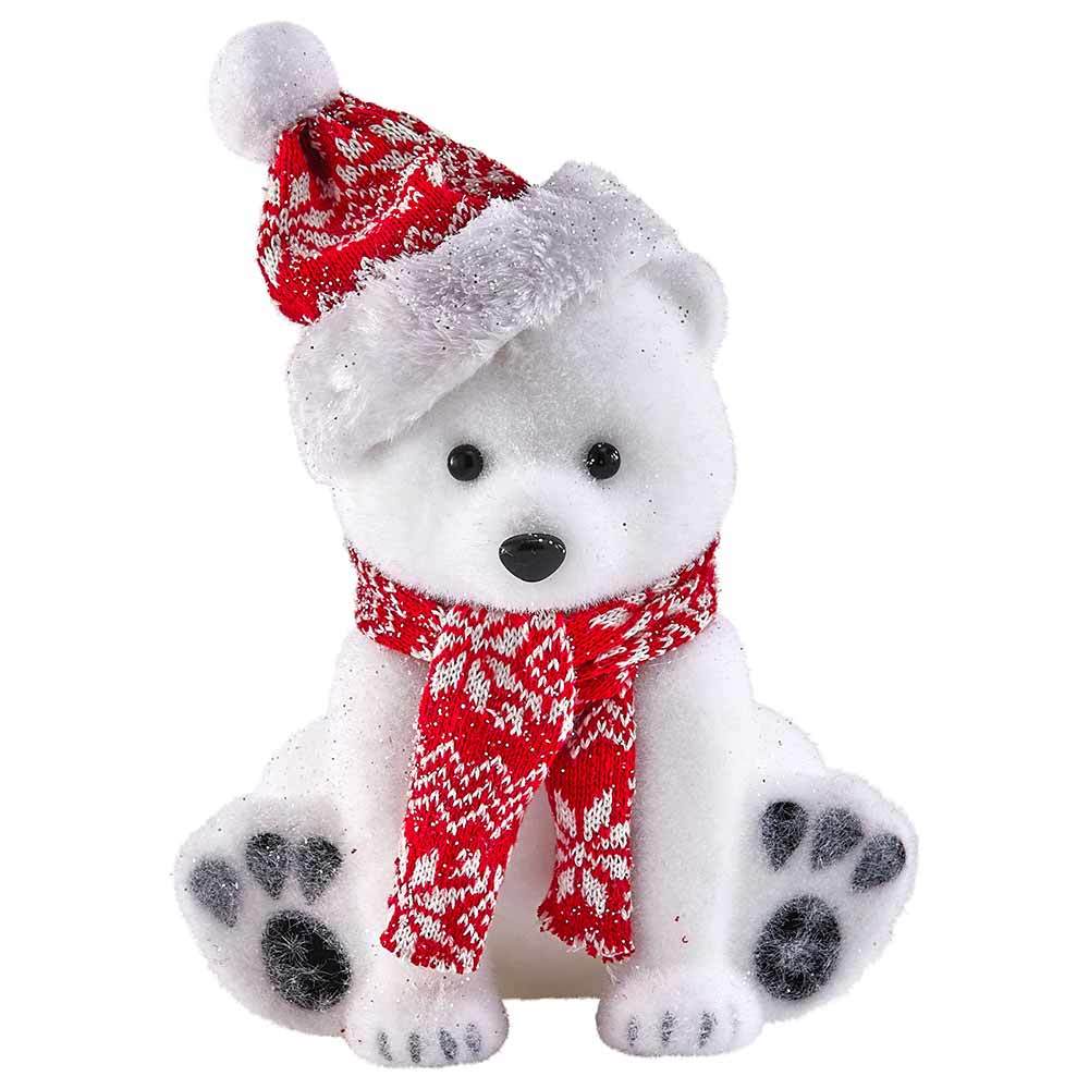 Urs polar cu fes si fular 24 cm