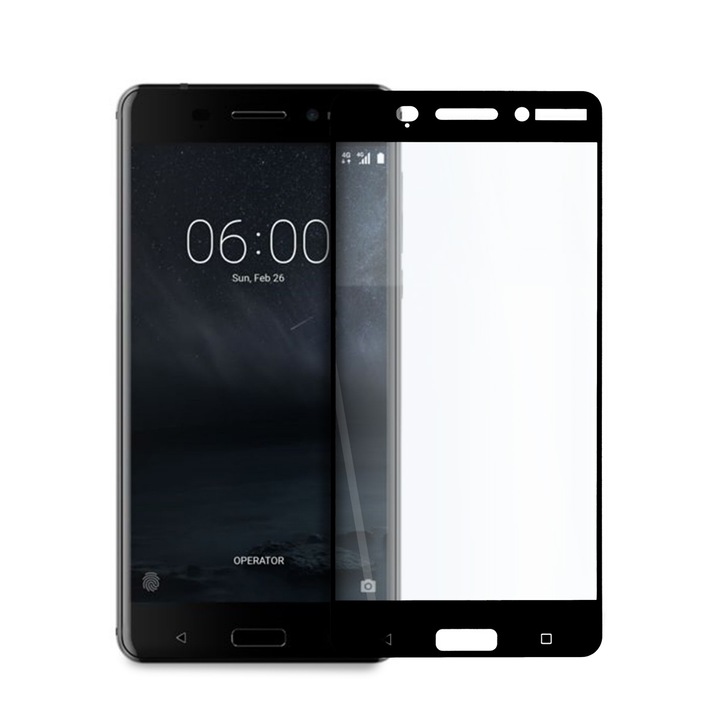 Стъклен Протектор Hicute за Nokia 6, за Цял Дисплей, Full Glue, Full Cover, Черен