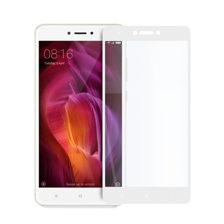 Стъклен Протектор Tempered Glass за Xiaomi Redmi Note 4X, 9D Технология, Full Glue, Full Cover, Бял