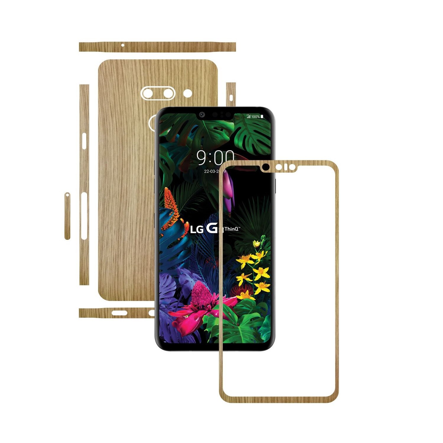Folie Protectie Carbon Skinz pentru LG G8 ThinQ - Lemn Stejar Split Cut, Skin Adeziv Full Body Cover pentru Rama Ecran, Carcasa Spate si Laterale