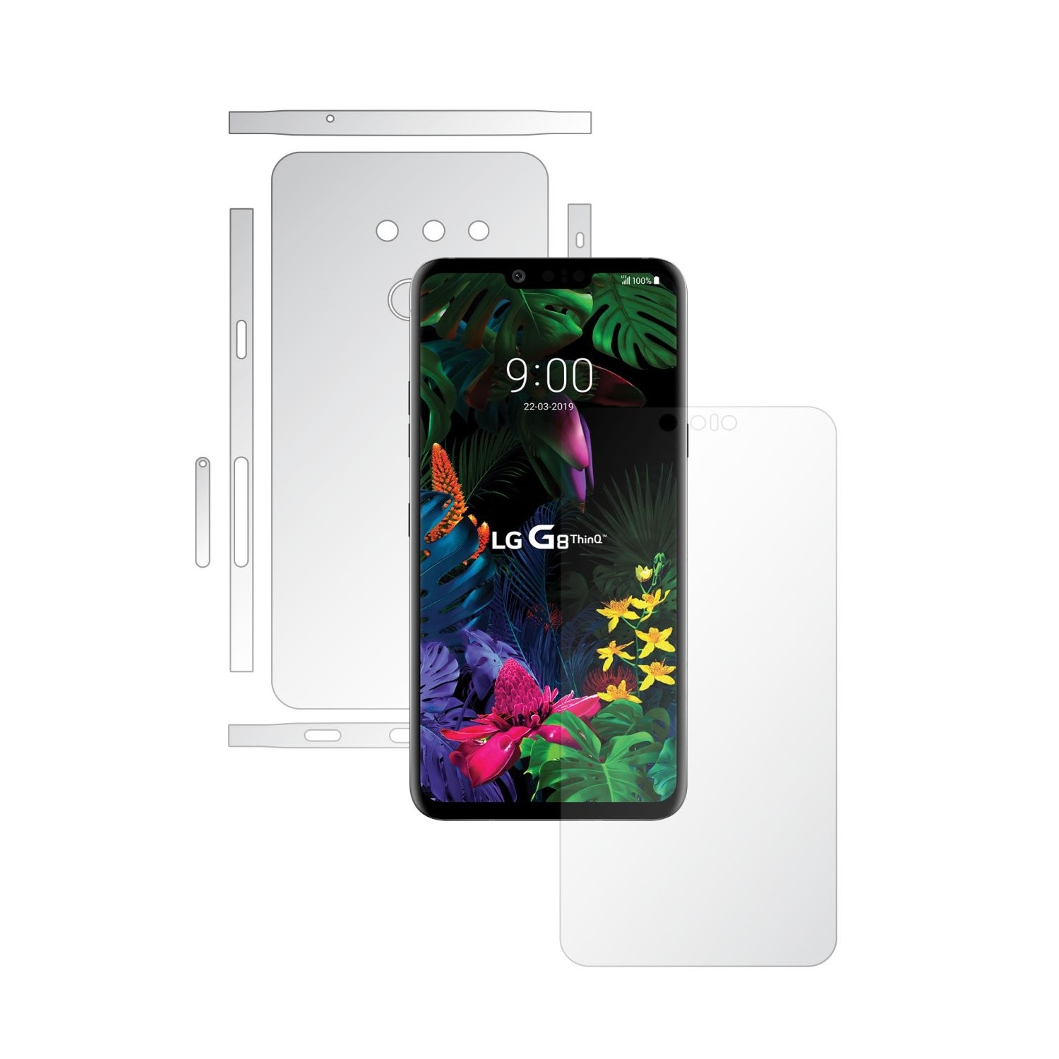 Folie Full Body Invisible Skinz UHD AutoRegeneranta pentru LG G8 ThinQ - Folie Protectie Siliconica Ultra-Clear cu taiere Split Cut pentru Ecran, Carcasa Spate si Laterale, Skin Adeziv Transparent