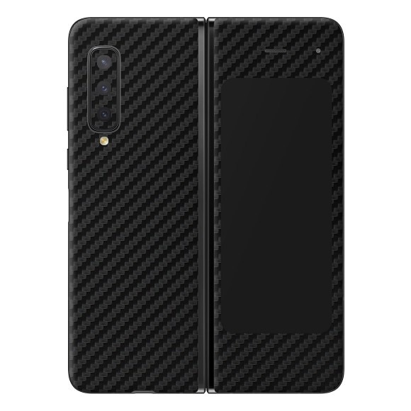 Folie Protectie Carbon Skinz pentru Samsung Galaxy Fold - Carbon Negru, Skin Adeziv Full Body Cover pentru Carcasa