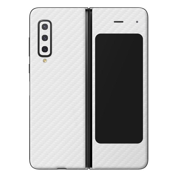 Folie Protectie Carbon Skinz pentru Samsung Galaxy Fold - Carbon Alb, Skin Adeziv Full Body Cover pentru Carcasa