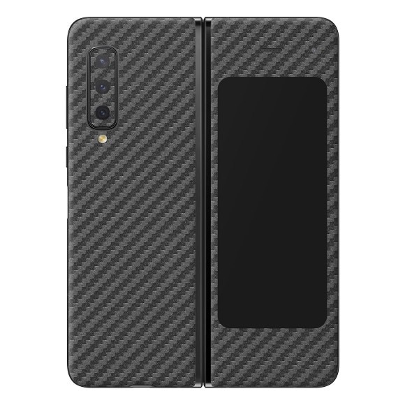 Folie Protectie Carbon Skinz pentru Samsung Galaxy Fold - Carbon Gri Argintiu, Skin Adeziv Full Body Cover pentru Carcasa