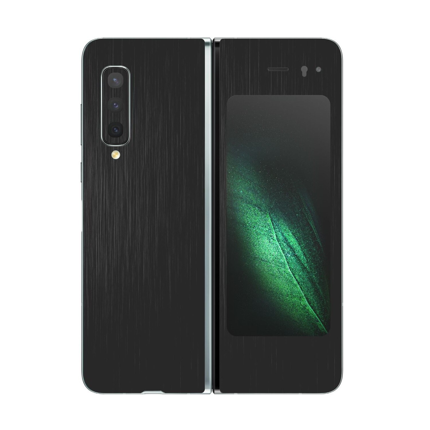 Folie Protectie Carbon Skinz pentru Samsung Galaxy Fold - Brushed Negru, Skin Adeziv Full Body Cover pentru Carcasa