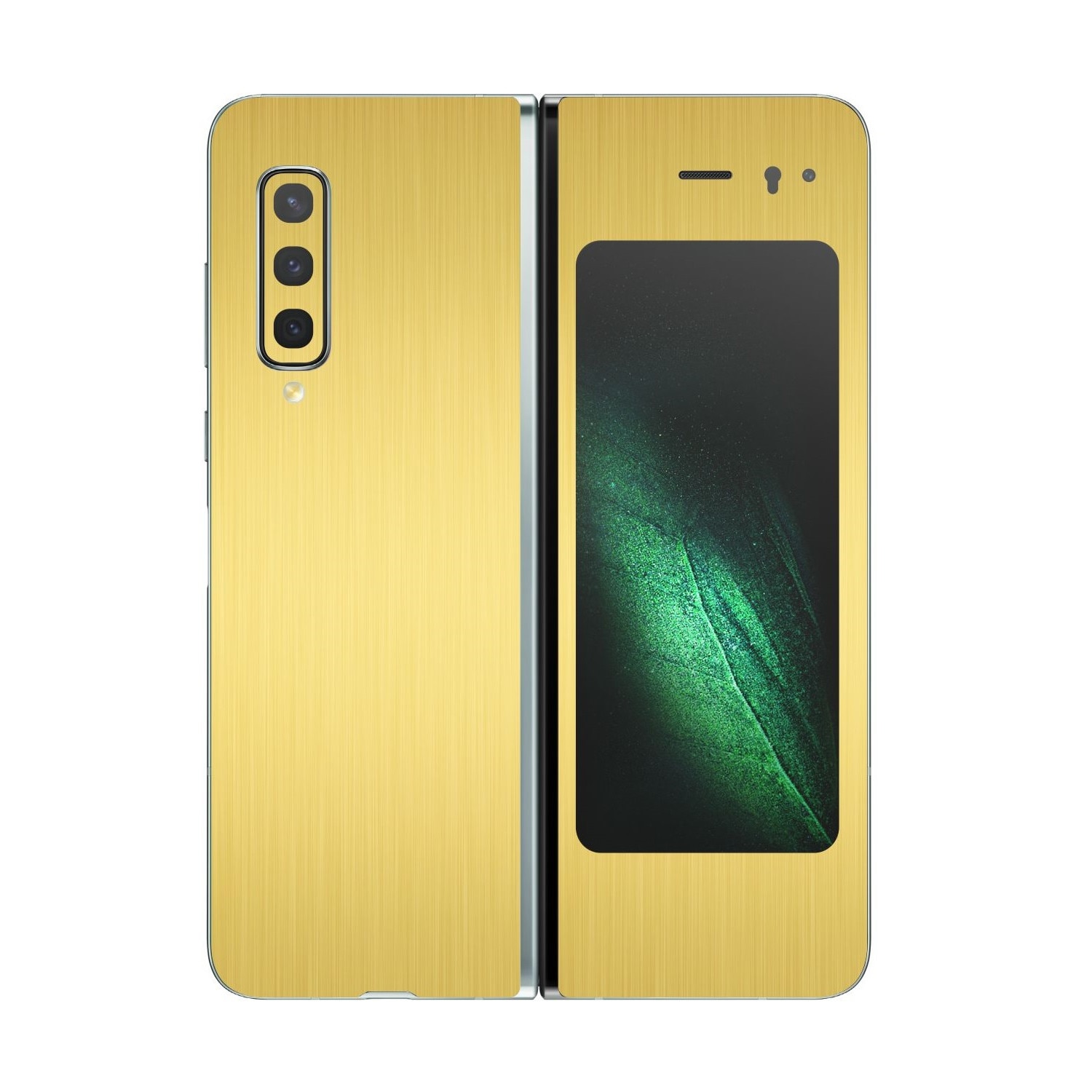 Folie Protectie Carbon Skinz pentru Samsung Galaxy Fold - Brushed Auriu, Skin Adeziv Full Body Cover pentru Carcasa