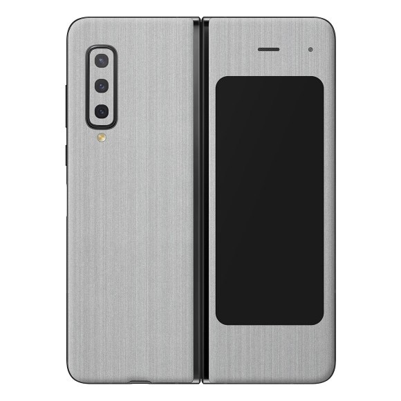 Folie Protectie Carbon Skinz pentru Samsung Galaxy Fold - Brushed Argintiu, Skin Adeziv Full Body Cover pentru Carcasa