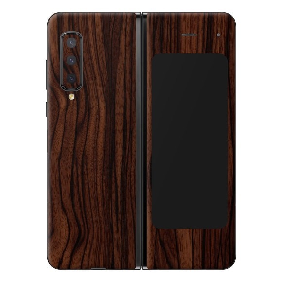 Folie Protectie Carbon Skinz pentru Samsung Galaxy Fold - Lemn Nuc, Skin Adeziv Full Body Cover pentru Carcasa