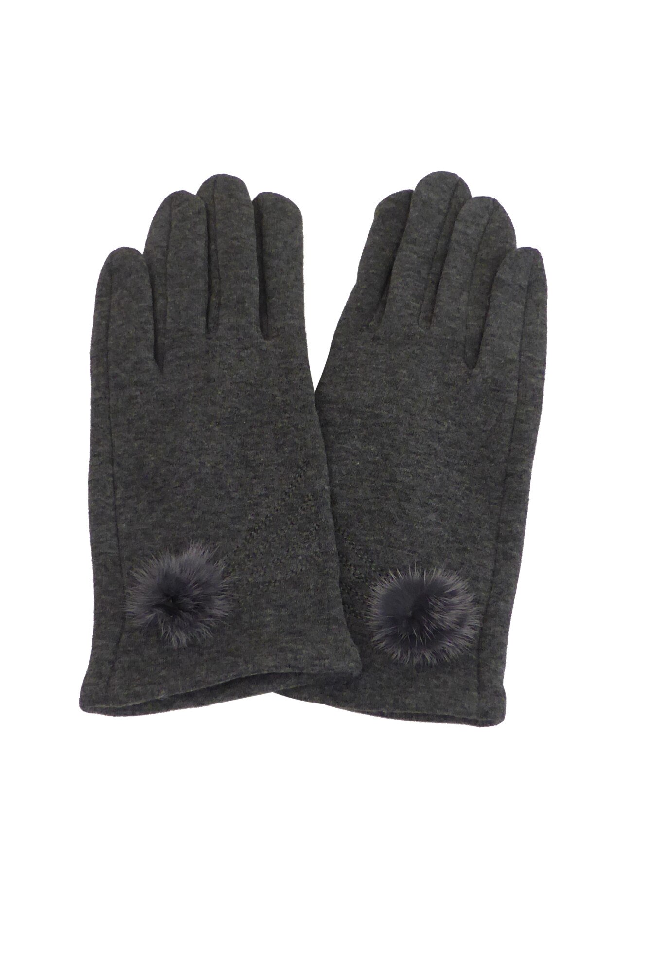 Manusi dama, Univers Fashion, din material textil brodat, cu functie pentru Touchscreen Telefon, gri inchis, L