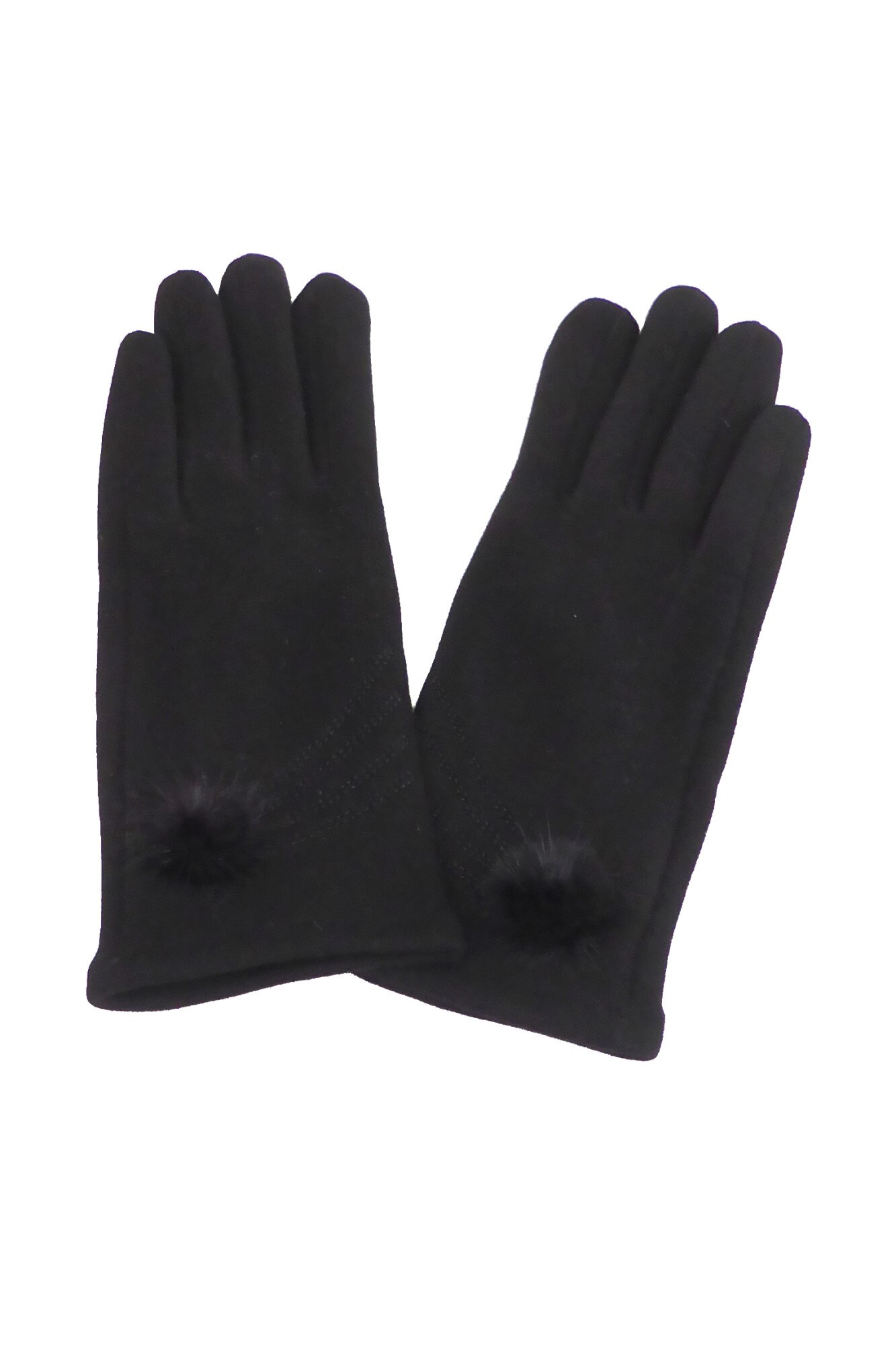 Manusi dama, Univers Fashion, din material textil brodat, cu functie pentru Touchscreen Telefon, negru, L