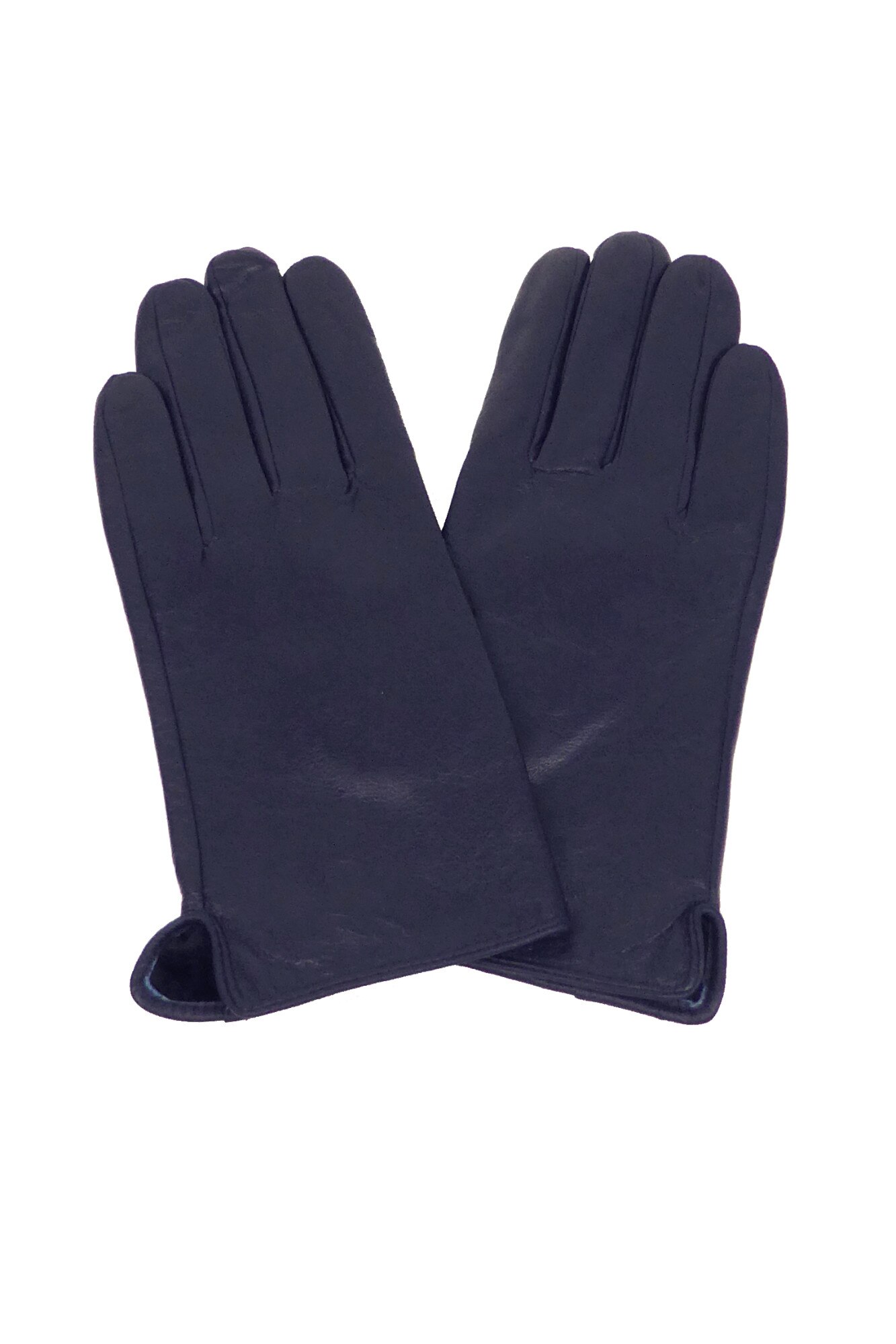 Manusi dama, Univers Fashion, din piele naturala, cu interior imblanit, albastru, L