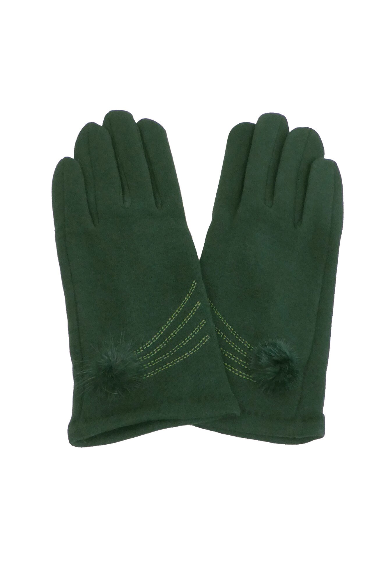 Manusi dama, Univers Fashion, din material textil brodat, cu functie pentru Touchscreen Telefon, verde, L