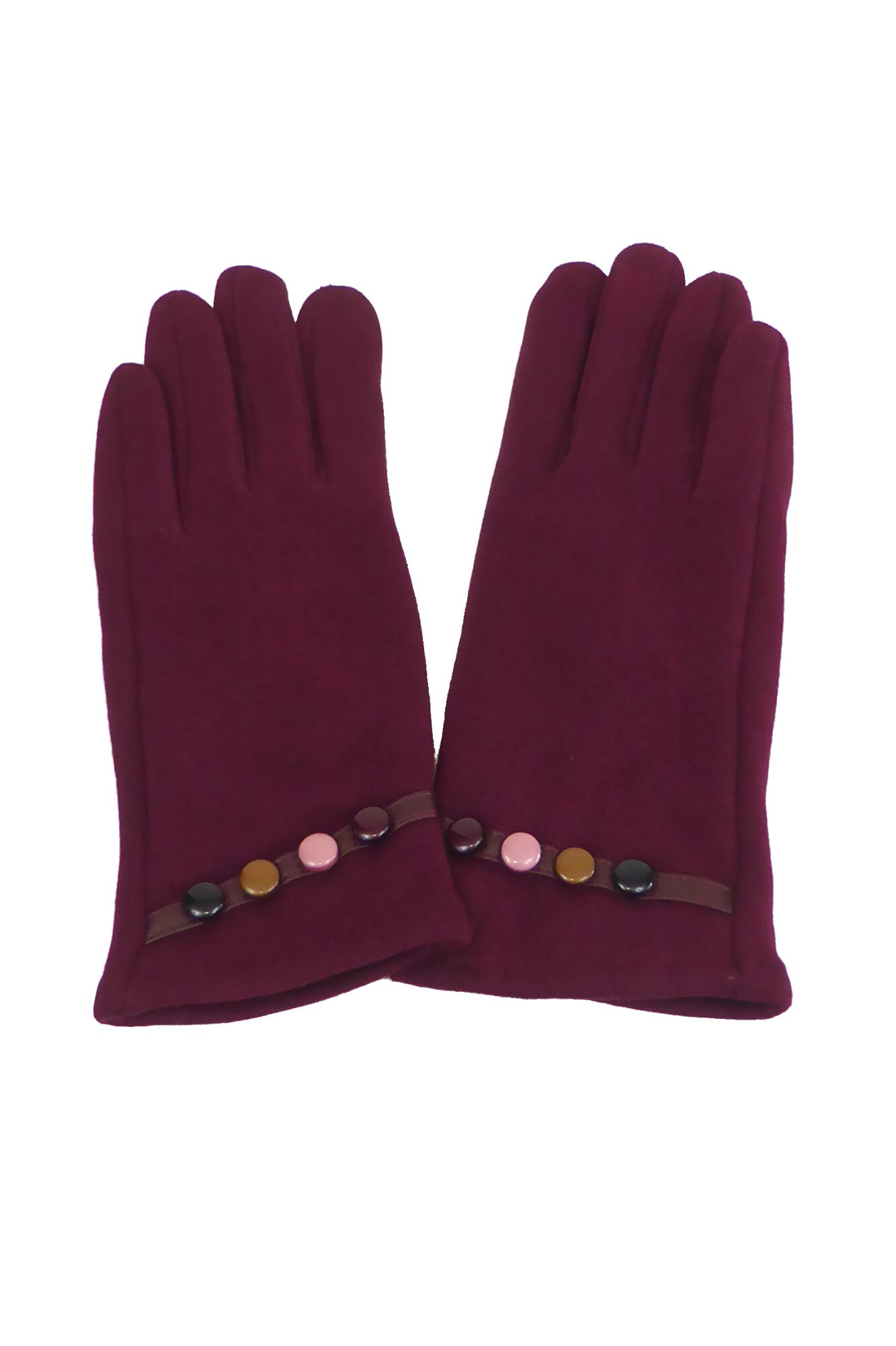 Manusi dama, Univers Fashion, din material textil, cu functie pentru Touchscreen Telefon, rosu bordeaux, S-M