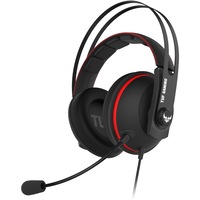 Casti gaming ASUS TUF Gaming H7, sunet surround virtual 7.1, procesor audio USB hardware, difuzoare 53mm, banda de sustinere din otel inoxidabil, compatibile multiplatforma, 3.5mm/USB 2.0, Negru/Rosu